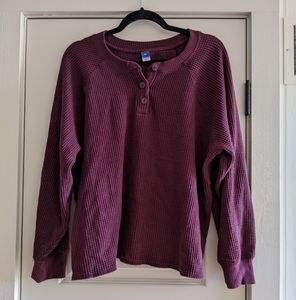 Old Navy Women's Burgundy Waffle Knit Top